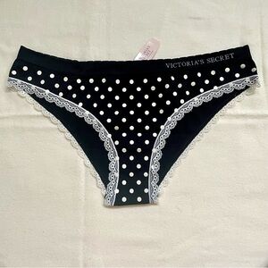 🌸 Victoria’s Secret Vintage Polka Dot Hiphugger Panty Black White